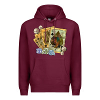 Burgundy western rodeo playing cards tbw Premium Hoodie - texasbilliewilder