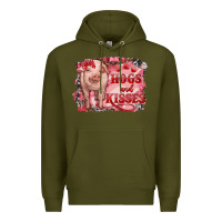Army Green Valentines Day Pig Hogs And Kisses Premium Hoodie - RanaPortraitStore