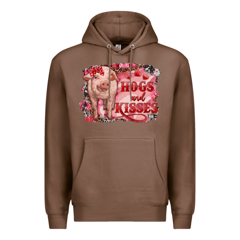 Valentines Day Pig Hogs And Kisses Premium Hoodie by RanaPortraitStore | Teevron
