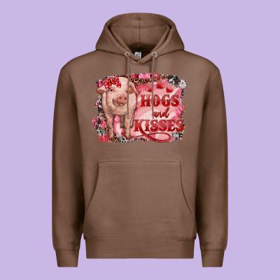 Premium Hoodie Valentines Day Pig Hogs And Kisses