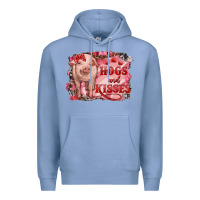Colony Blue Valentines Day Pig Hogs And Kisses Premium Hoodie - RanaPortraitStore