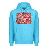 Ocean Blue Valentines Day Pig Hogs And Kisses Premium Hoodie - RanaPortraitStore