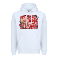 White Valentines Day Pig Hogs And Kisses Premium Hoodie - RanaPortraitStore