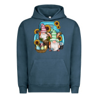 Pigment Midnight Navy Easter Gnomes Egg Sunflowers Truck Urban Hoodie - RanaPortraitStore