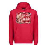 Cardinal Valentines Day Pig Hogs And Kisses Premium Hoodie - RanaPortraitStore
