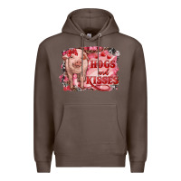 Coffee Valentines Day Pig Hogs And Kisses Premium Hoodie - RanaPortraitStore