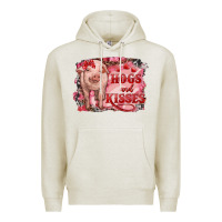 Oatmeal Heather Valentines Day Pig Hogs And Kisses Premium Hoodie - RanaPortraitStore