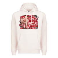 Pale Pink Valentines Day Pig Hogs And Kisses Premium Hoodie - RanaPortraitStore