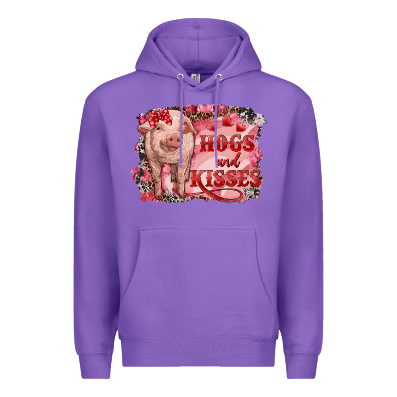 Valentines Day Pig Hogs And Kisses Premium Hoodie by RanaPortraitStore | Teevron