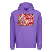 Purple Valentines Day Pig Hogs And Kisses Premium Hoodie - RanaPortraitStore