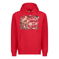 Red Valentines Day Pig Hogs And Kisses Premium Hoodie - RanaPortraitStore