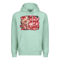 Seafoam Valentines Day Pig Hogs And Kisses Premium Hoodie - RanaPortraitStore