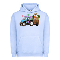 Pigment Grape Ice Happy Easter Tractor with Bunny Flowers and Carrot Urban Hoodie - RanaPortraitStore