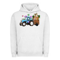 Pigment Lunar Rock Happy Easter Tractor with Bunny Flowers and Carrot Urban Hoodie - RanaPortraitStore