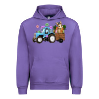 Tulip Happy Easter Tractor with Bunny Flowers and Carrot Urban Hoodie - RanaPortraitStore