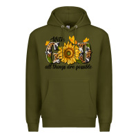 Army Green with god all things are possible Premium Hoodie - texasbilliewilder
