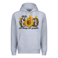 Heather Grey with god all things are possible Premium Hoodie - texasbilliewilder