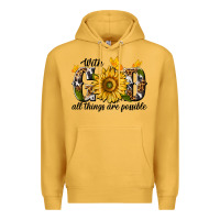 Mustard with god all things are possible Premium Hoodie - texasbilliewilder