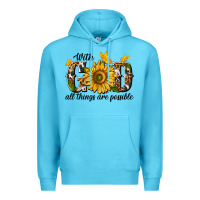 Ocean Blue with god all things are possible Premium Hoodie - texasbilliewilder