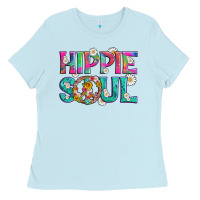 Baby Blue hippie soul with tie dye and flowers Ladies Tee - Artiststas