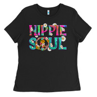 Black hippie soul with tie dye and flowers Ladies Tee - Artiststas
