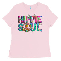 Bubblegum Pink hippie soul with tie dye and flowers Ladies Tee - Artiststas