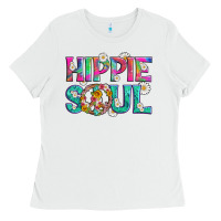 White hippie soul with tie dye and flowers Ladies Tee - Artiststas