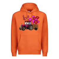 Carrot Valentine's day pink tractor with pin heart balloons Premium Hoodie - RanaPortraitStore