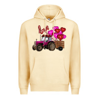 Pina Colada Valentine's day pink tractor with pin heart balloons Premium Hoodie - RanaPortraitStore