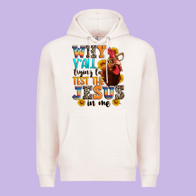 Premium Hoodie why yall trying to test the jesus in me