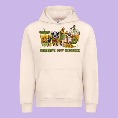 Obsessive Cow Disorder Coffee Cups Urban Hoodie Designed By Texasbilliewilder