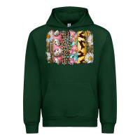 Forest Green Easter Brushstroke With Quail Eggs Daisy And Bunny Urban Hoodie - RanaPortraitStore