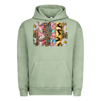Pigment Oil Green Easter Brushstroke With Quail Eggs Daisy And Bunny Urban Hoodie - RanaPortraitStore
