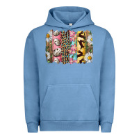 Pigment Pebble Blue Easter Brushstroke With Quail Eggs Daisy And Bunny Urban Hoodie - RanaPortraitStore