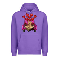 Purple Valentine's day tedybear truck Premium Hoodie - RanaPortraitStore