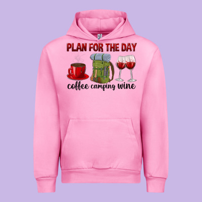 Plan For The Day Coffee Camping Wine Urban Hoodie Designed By Texasbilliewilder