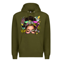 Army Green 90s messy bun Premium Hoodie - texasbilliewilder