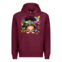 Burgundy 90s messy bun Premium Hoodie - texasbilliewilder