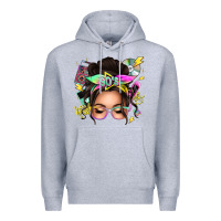 Heather Grey 90s messy bun Premium Hoodie - texasbilliewilder