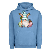 Pigment Pebble Blue Easter Bunny Gnomes with Egg and Carrot Urban Hoodie - RanaPortraitStore