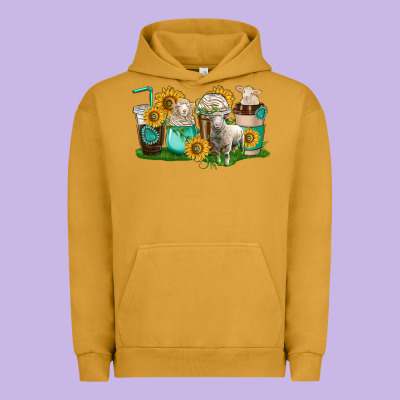 Sheep Coffee Cups Urban Hoodie Designed By Texasbilliewilder