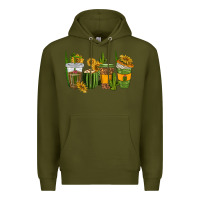 Army Green cactus coffee cups Premium Hoodie - texasbilliewilder