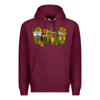 Burgundy cactus coffee cups Premium Hoodie - texasbilliewilder