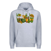 Heather Grey cactus coffee cups Premium Hoodie - texasbilliewilder