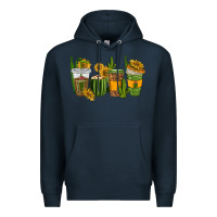 Navy cactus coffee cups Premium Hoodie - texasbilliewilder
