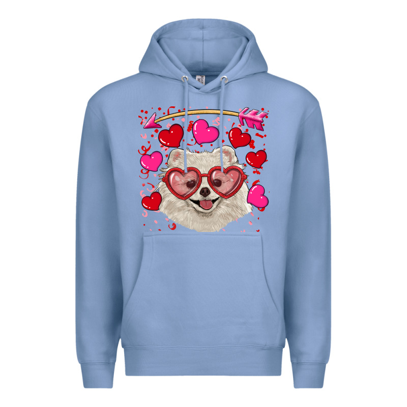 Valentine's Day White Pomeranian Premium Hoodie by RanaPortraitStore | Teevron
