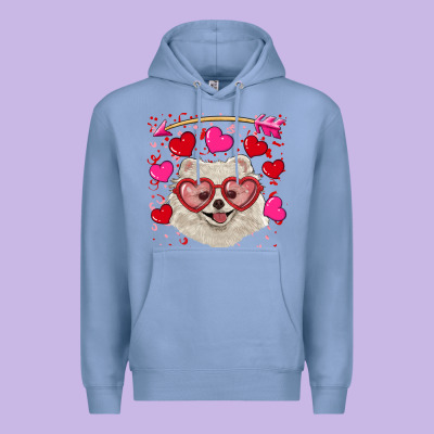 Premium Hoodie Valentine's day white pomeranian