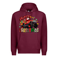 Burgundy merry christmas truck Premium Hoodie - Zillion Design Studio