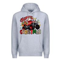 Heather Grey merry christmas truck Premium Hoodie - Zillion Design Studio