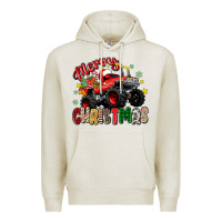 Oatmeal Heather merry christmas truck Premium Hoodie - Zillion Design Studio